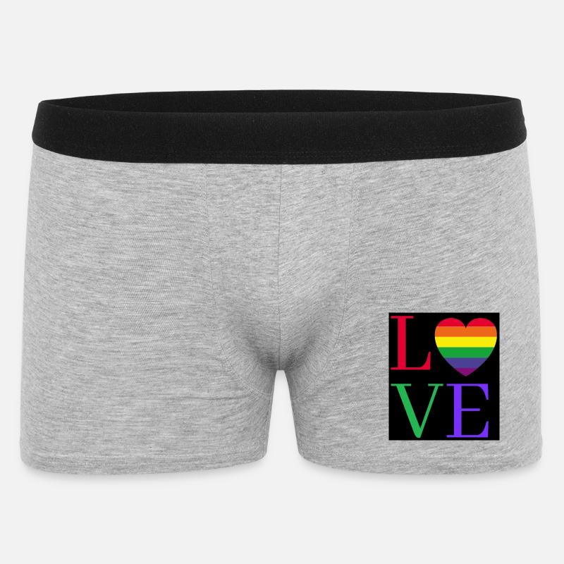 Rainbow Love Heart Pride Sticker - Männer Boxer Shorts - Grau meliert