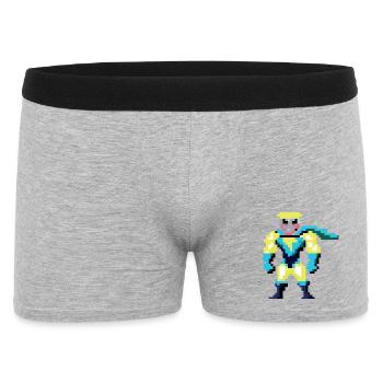 Superhéros Pixel Art - Héros masculin en armure jaune - Boxer Homme - gris chiné - Devant