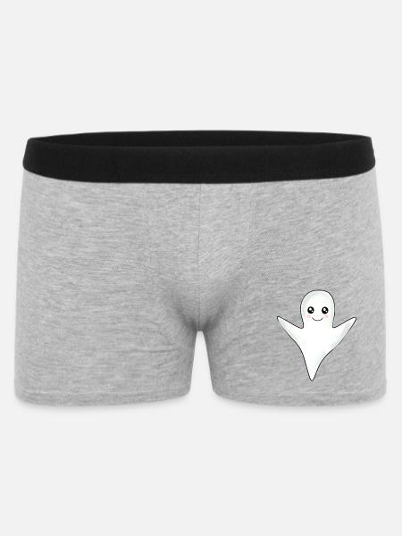 Halloween T-shirt Gespenst spooky cute Shirt - Männer Boxer Shorts - Grau meliert