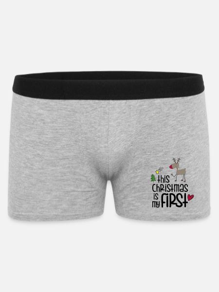 Playful Reindeer Christmas Motif - Men's Boxer Shorts - heather grey