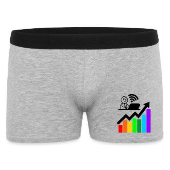 Farbige Karte glücklicher junger Mann auf Laptop - Männer Boxer Shorts - Grau meliert - Vorne