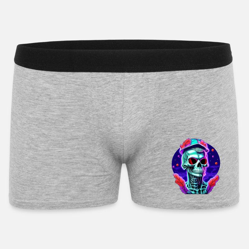 Skelett mit Kappe - Männer Boxer Shorts - Grau meliert