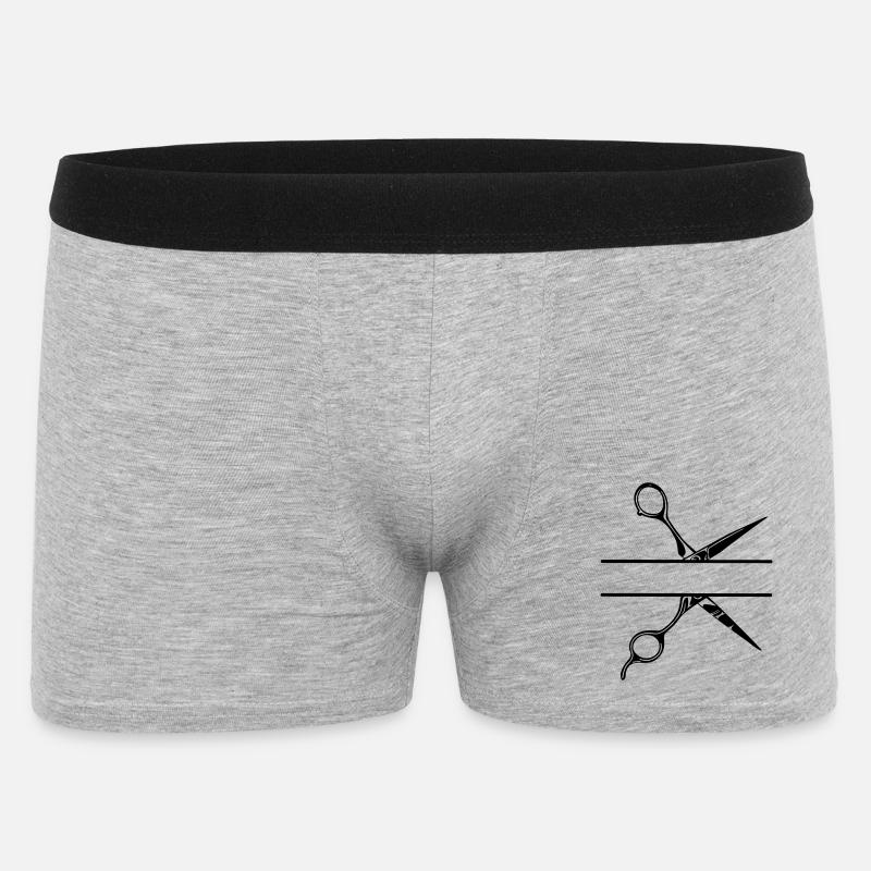 Texte bannière logo coiffeur, ciseaux - Boxer Homme - gris chiné