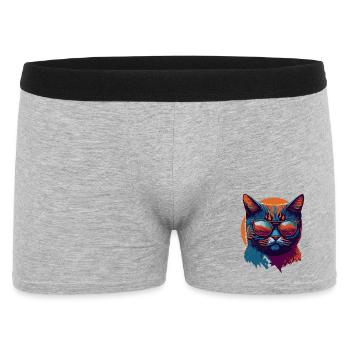 Rebel Paws: Retro Cat T-Shirt Art - Men's Boxer Shorts - heather grey - Front