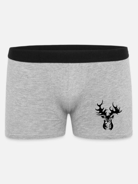 Reindeer Elk Deer Antlers Illustration Icon - Men's Boxer Shorts - heather grey