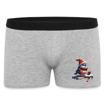 Oiseau de Noël doux, petit et sympathique - Boxer Homme - gris chiné - Devant
