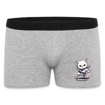 Chat maître de combat, ça va saigner ! humour - Boxer Homme - gris chiné - Devant