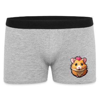Lustiger Hamster mit Pink-Mähne - Männer Boxer Shorts - Grau meliert - Vorne