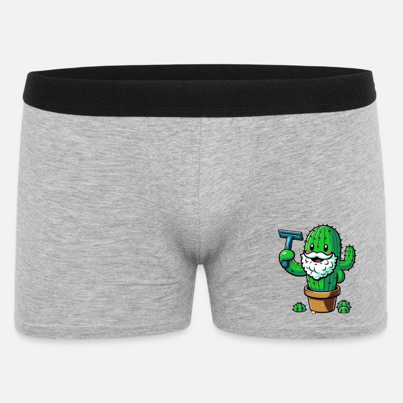 Cactus rasiert sich den Bart - Männer Boxer Shorts - Grau meliert