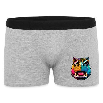Hippopotamus with Sunglasses - Men's Boxer Shorts - heather grey - Front
