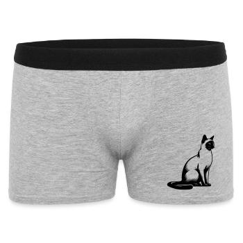 Siamkatze - Männer Boxer Shorts - Grau meliert - Vorne