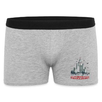 Wollte grad ein Witz über Russland erzählen - Männer Boxer Shorts - Grau meliert - Vorne