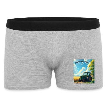 Traktor im Feld Ohne Uns Geht Es Nicht - Männer Boxer Shorts - Grau meliert - Vorne