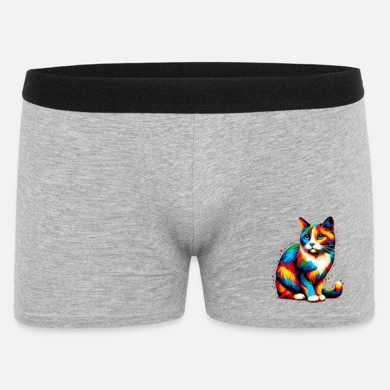 Katze - Männer Boxer Shorts - Grau meliert