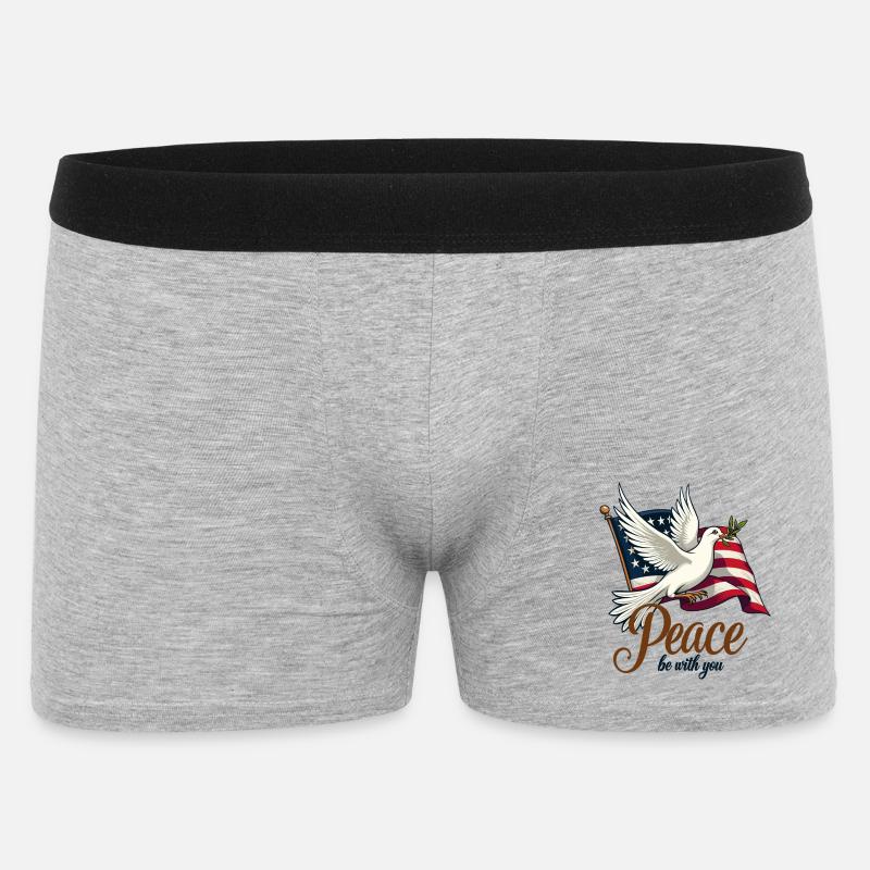 Friedenstaube mit Flagge - Männer Boxer Shorts - Grau meliert