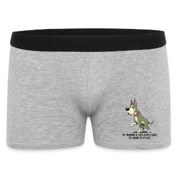 Mein Training: 100% sanfter Riese, 0%... - Männer Boxer Shorts - Grau meliert - Vorne