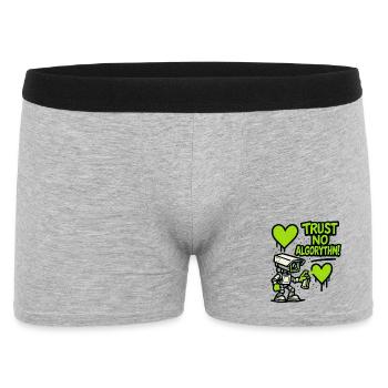 Robot with heart and anti-algorithm message - Men's Boxer Shorts - heather grey - Front