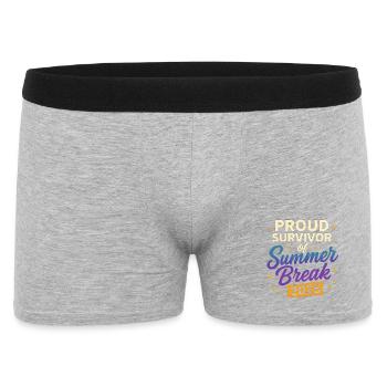Proud Survivor of Summer Break 2025  - Männer Boxer Shorts - Grau meliert - Vorne