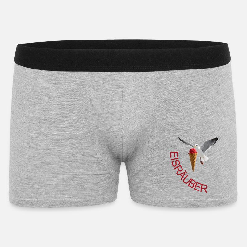 Möwe mit Eiscreme Eisräuber - Men's Boxer Shorts - heather grey