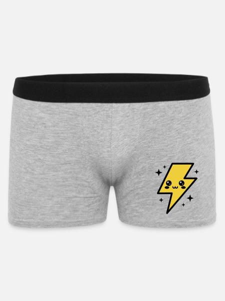 Kawaii lightning bolt with expressive face - Men's Boxer Shorts - heather grey