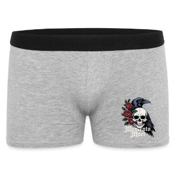 Crâne de Memento Mori & Roses de corbeau - Boxer Homme - gris chiné - Devant