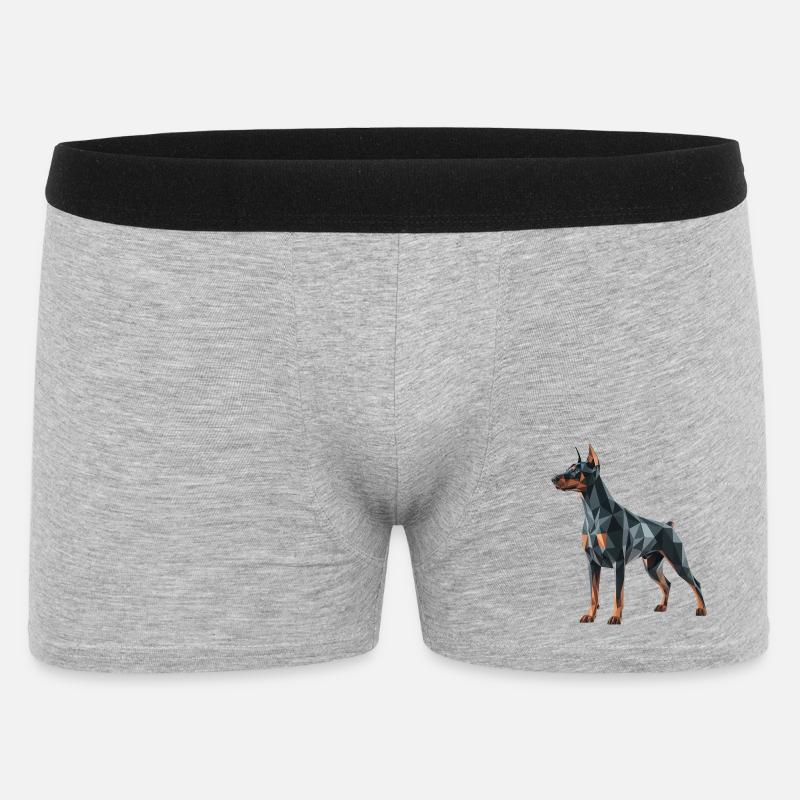 Dobermann - Cooles Low-Poly-Logo - Männer Boxer Shorts - Grau meliert