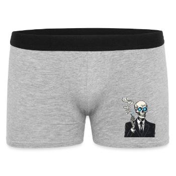 Skelett im Anzug raucht Zigarre - Männer Boxer Shorts - Grau meliert - Vorne