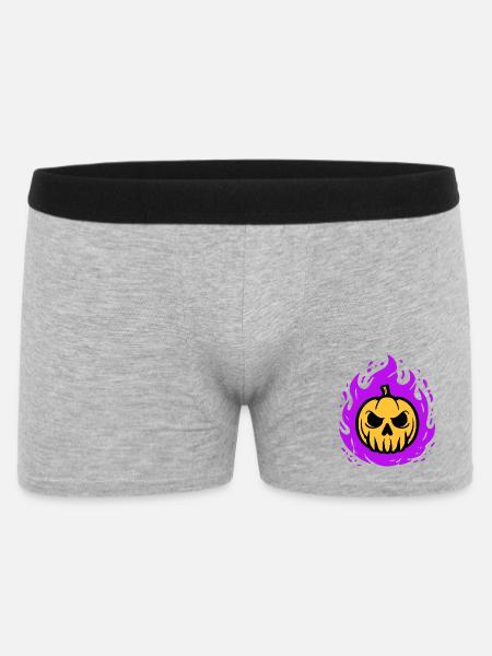 Orange pumpkin with purple flames - Men's Boxer Shorts - heather grey