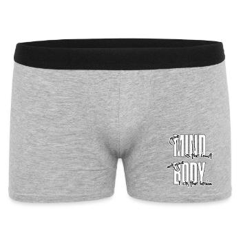 Break your Limits. F.ck the Brain - Männer Boxer Shorts - Grau meliert - Vorne