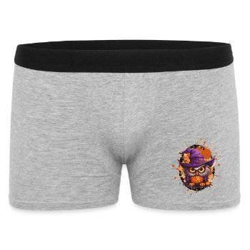 Eulenzauber mit Hexenhut - Männer Boxer Shorts - Grau meliert - Vorne