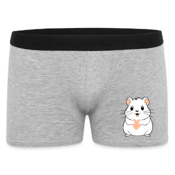 Cadeau de la Saint-Valentin pour le hamster au cœur rose - Boxer Homme - gris chiné - Devant
