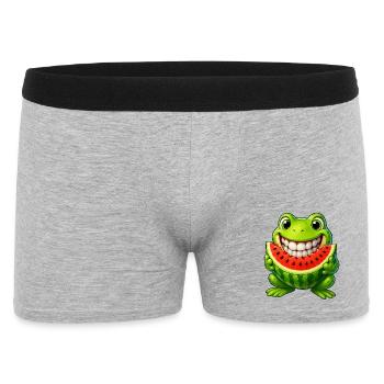 Cheerful frog toad with watermelon summer - Men's Boxer Shorts - heather grey - Front