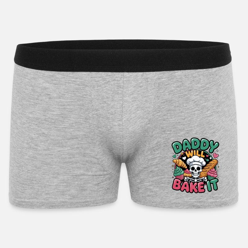 Daddy Will Bake It Skull Chef - Men's Boxer Shorts - heather grey
