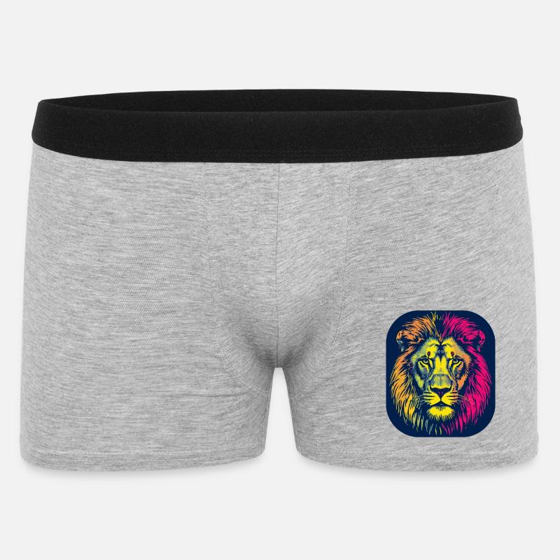 Neon Löwenkopf Pop Art - Männer Boxer Shorts - Grau meliert
