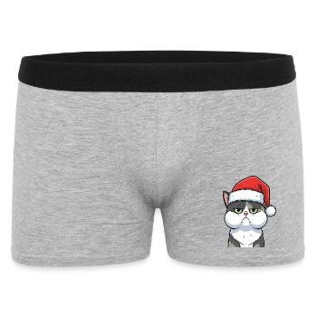Dessin animé de Noël du chat agacé au chapeau - Boxer Homme - gris chiné - Devant