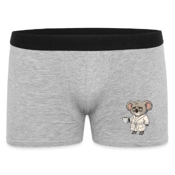 Tired koala in dressing gown with coffee cartoon - Men's Boxer Shorts - heather grey - Front