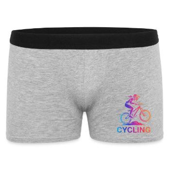 Girl Women Cyclist on Mountain Bike - Men's Boxer Shorts - heather grey - Front
