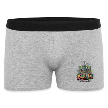 Quadriga Berlin – Hoffnung über dem Tor  - Männer Boxer Shorts - Grau meliert - Vorne