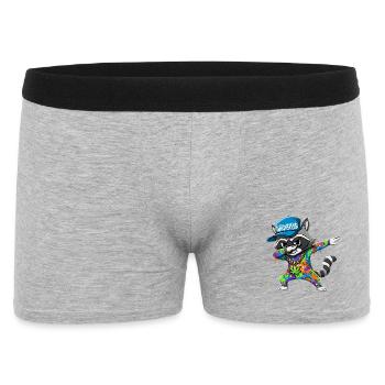 Wildstyle Dabbing Waschbär  Buntes Graffiti Design - Männer Boxer Shorts - Grau meliert - Vorne