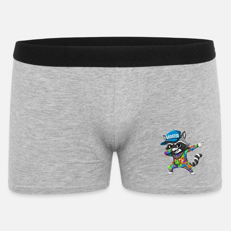 Wildstyle Dabbing Waschbär  Buntes Graffiti Design - Männer Boxer Shorts - Grau meliert