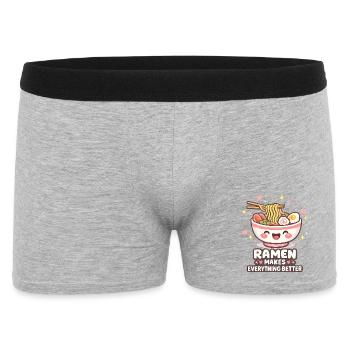 Kawaii Cat Ramen Noodles Anime Cat - Men's Boxer Shorts - heather grey - Front