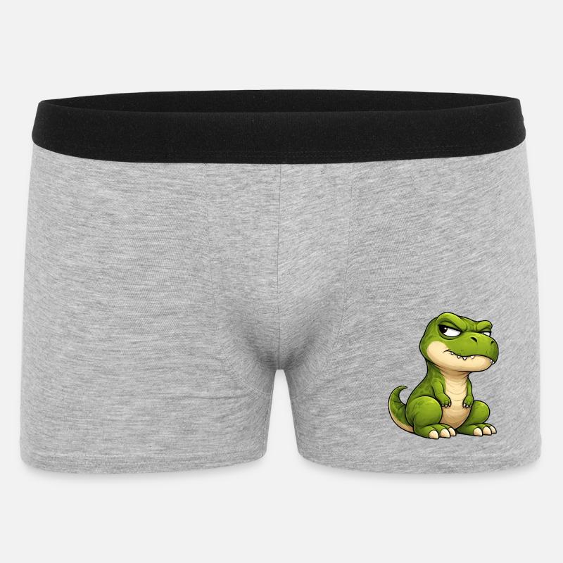 Grumpy T-Rex Cartoon Skeptical Look - Men's Boxer Shorts - heather grey