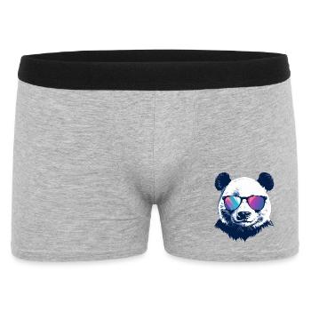 Cool Panda with Neon Sunglasses Portrait Motif - Men's Boxer Shorts - heather grey - Front