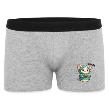 Lese-Maus im Hoodie - Männer Boxer Shorts - Grau meliert - Vorne