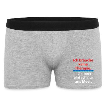 Ich brauche keine Therapie - einfach nur Meer - Männer Boxer Shorts - Grau meliert - Vorne