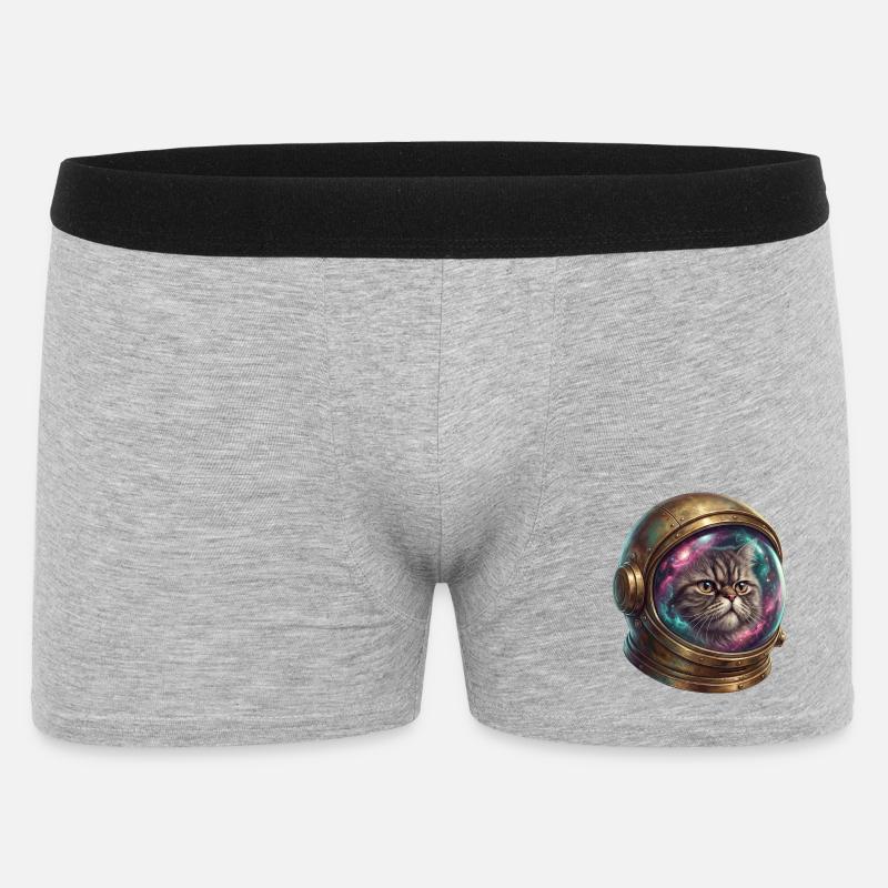 Astronaute chat dans un casque spatial - Boxer Homme - gris chiné