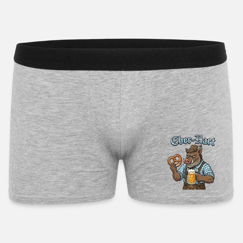 Eber-Hart Bierheld mit Brezel - Männer Boxer Shorts - Grau meliert