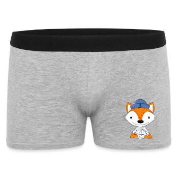 Matrosen Fuchs mit Papierboot - Männer Boxer Shorts - Grau meliert - Vorne