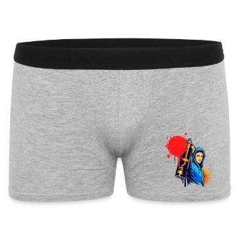 Pulvérisateur à graffiti avec bombe de peinture dans le style urbain - Boxer Homme - gris chiné - Devant