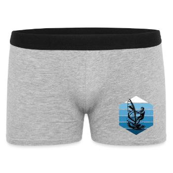 Lustiges Windsurf Motiv - Männer Boxer Shorts - Grau meliert - Vorne